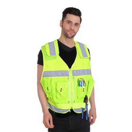 Reflective Utility Jacket For Men With Mesh Fabric And Sleeveless Styling Manufacturers, Suppliers in Goa