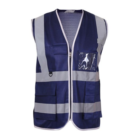 Safety Jacket Navy Blue With Reflective Tape And Utility Features Manufacturers, Suppliers in Goa