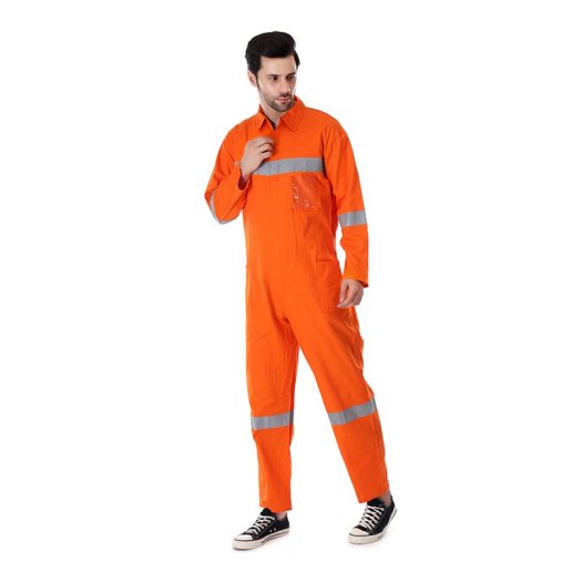 Orange Industrial Coverall With Ykk Zipper And Reflective Safety Features Manufacturers, Suppliers in Tripura