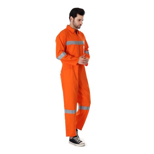 Orange Industrial Coverall With Ykk Zipper And Reflective Safety Features Manufacturers, Suppliers in Tripura