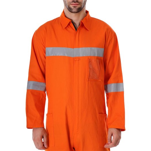 Orange Industrial Coverall With Ykk Zipper And Reflective Safety Features Manufacturers, Suppliers in Tripura