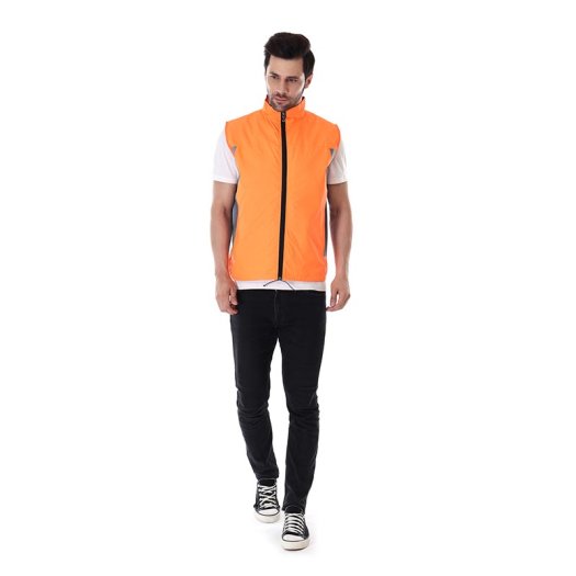 Men Industrial Safety Jacket Orange With Full Zip And Mesh Inner Lining Manufacturers, Suppliers in Tripura