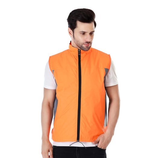Men Industrial Safety Jacket Orange With Full Zip And Mesh Inner Lining Manufacturers, Suppliers in Tripura