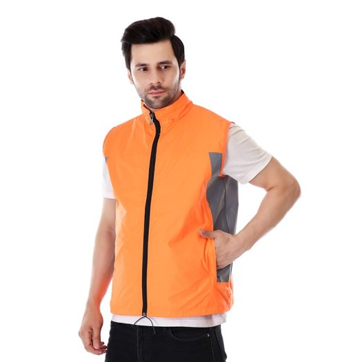 Men Industrial Safety Jacket Orange With Full Zip And Mesh Inner Lining Manufacturers, Suppliers in Tripura