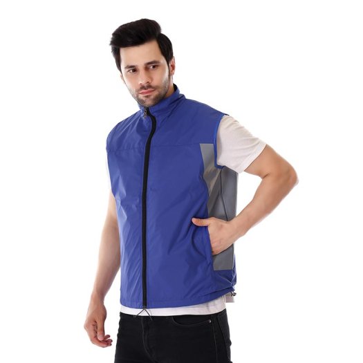 Men Royal Blue Reflective Work Jacket With Smooth Zip And Comfort Fit Manufacturers, Suppliers in Tripura