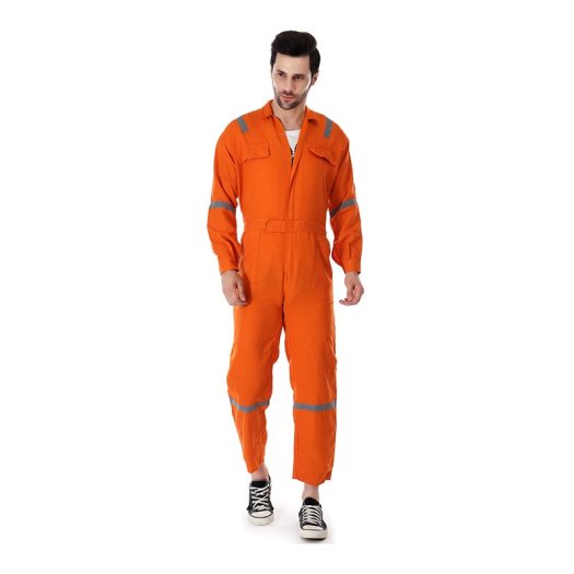 Spark Safe Cotton Coverall Orange For Men With Velcro Ankle Fit Manufacturers, Suppliers in Tripura