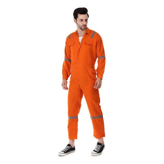 Spark Safe Cotton Coverall Orange For Men With Velcro Ankle Fit Manufacturers, Suppliers in Tripura