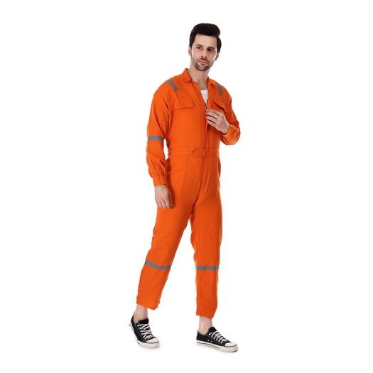 Spark Safe Cotton Coverall Orange For Men With Velcro Ankle Fit Manufacturers, Suppliers in Tripura